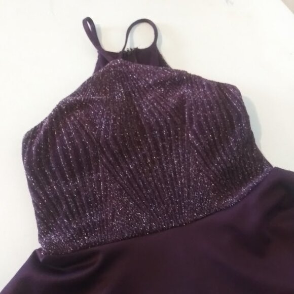 Xtraordinary women's size 9 plum metallic haltar dress - Picture 12 of 15